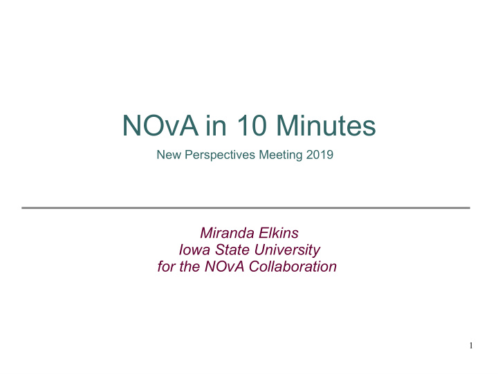 no v a in 10 minutes new perspectives meeting 2019