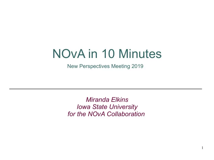 no v a in 10 minutes new perspectives meeting 2019