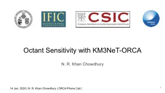 Octant Sensitivity with KM3NeT-ORCA  N. R. Khan Chowdhury  1 14 Jan. 2020 | N. R. Khan Chowdhury |