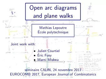 Open arc diagrams  and plane walks  Mathias Lepoutre    Ecole polytechnique  Joint work with: