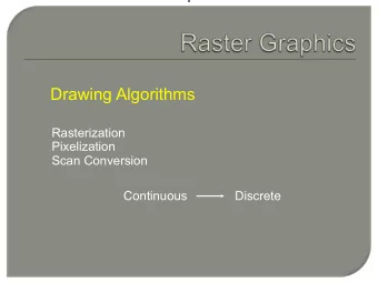 Drawing Algorithms  Rasterization  Pixelization  Scan Conversion  Continuous  Discrete  Line