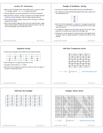 Lecture 33: Concurrency  Example of Parallelism: Sorting  Moores law (Transistors per chip