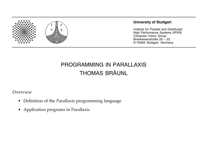 programming in parallaxis thomas br unl