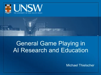 General Game Playing in  AI Research and Education  Michael Thielscher  GGP in AI Research &amp;