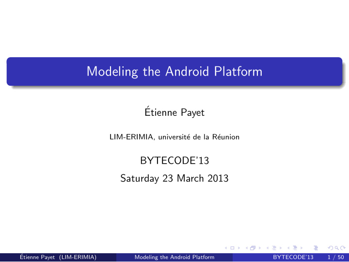 modeling the android platform