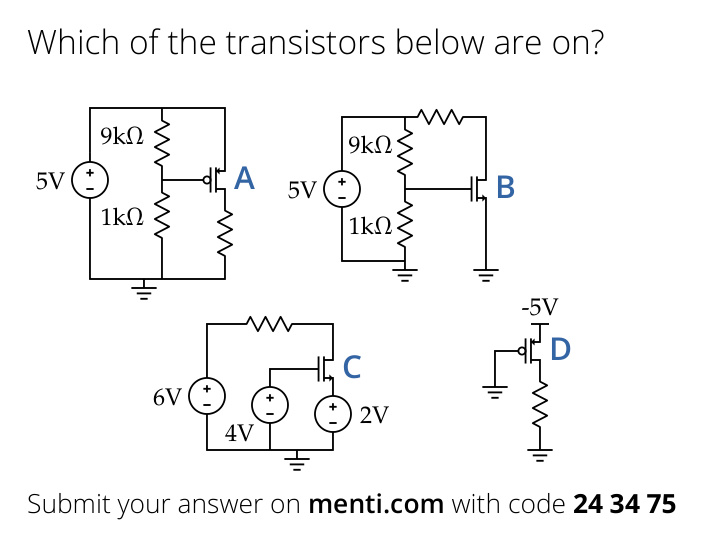 which of the transistors below are on