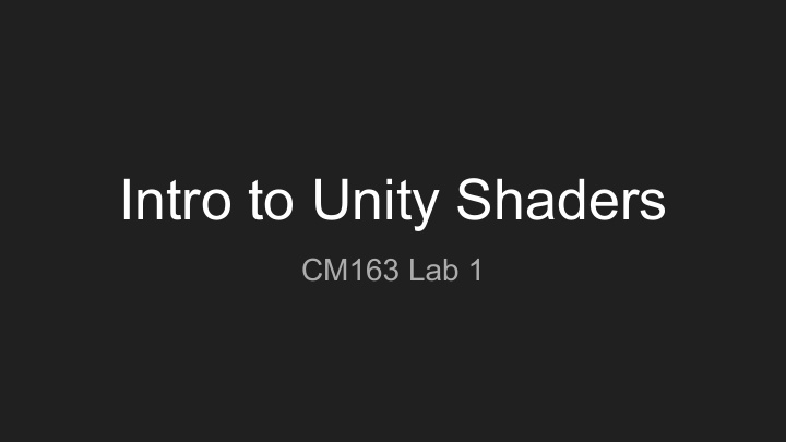 intro to unity shaders