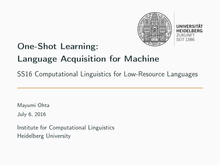 one shot learning language acquisition for machine