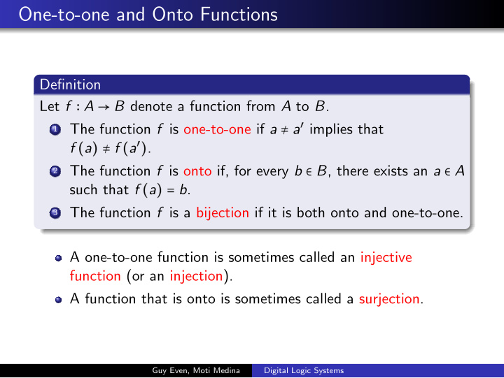 one to one and onto functions