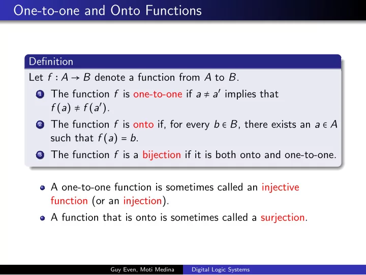 one to one and onto functions
