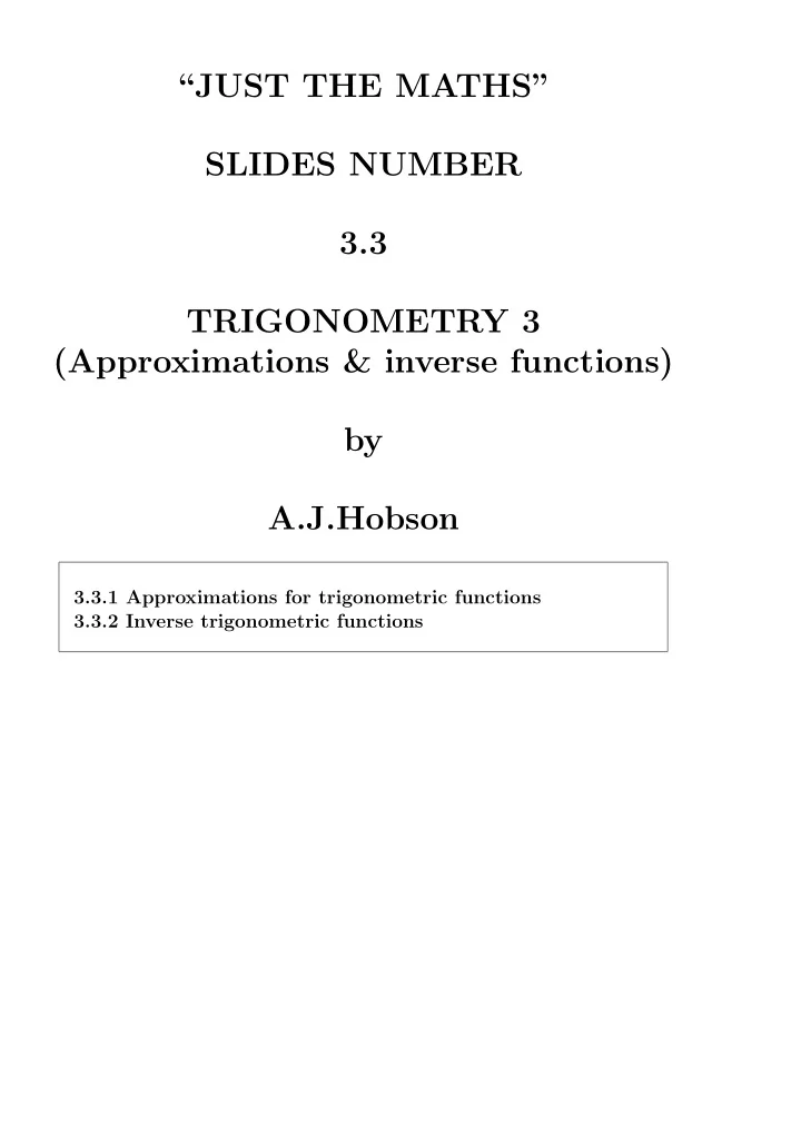 just the maths slides number 3 3 trigonometry 3