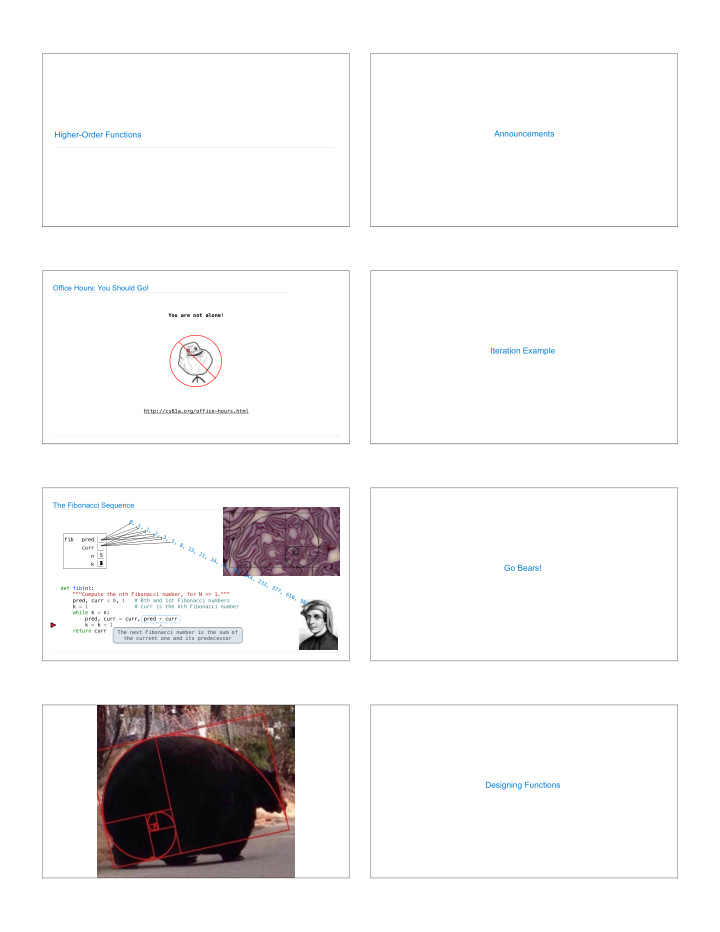 announcements higher order functions