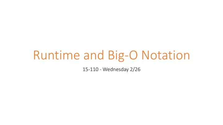 runtime and big o notation