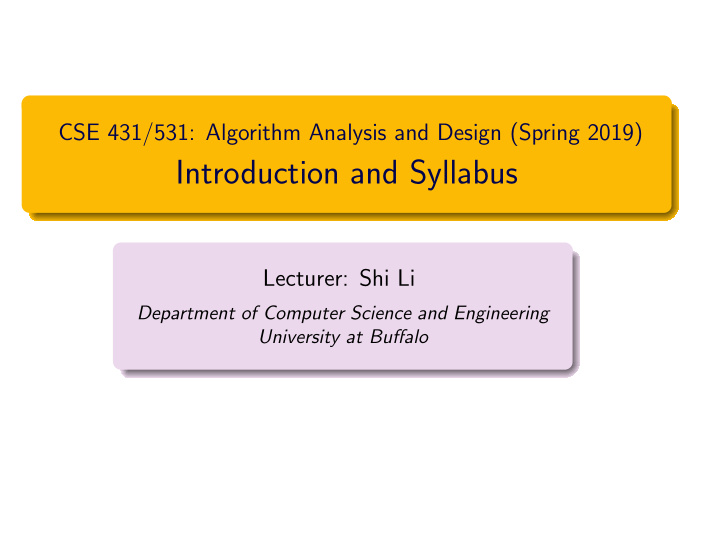 introduction and syllabus
