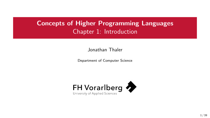 concepts of higher programming languages chapter 1