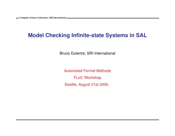 model checking infinite state systems in sal