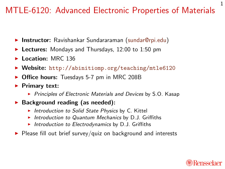 mtle 6120 advanced electronic properties of materials