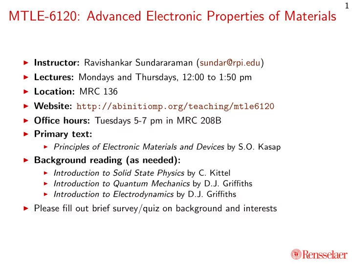 mtle 6120 advanced electronic properties of materials