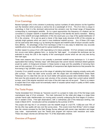 Tianlai Data Analysis Center  21cm Cosmology  Neutral hydrogen (HI) in the universe is producing