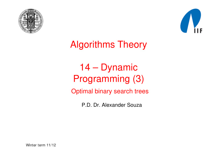algorithms theory algorithms theory 14 dynamic