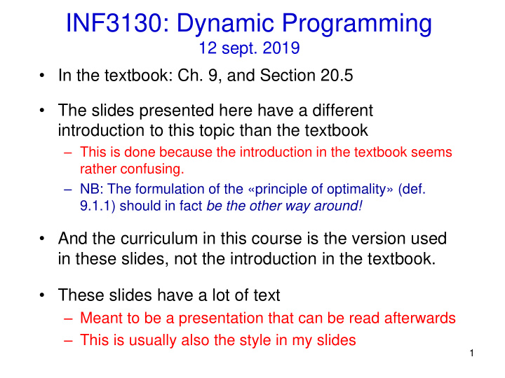 inf3130 dynamic programming