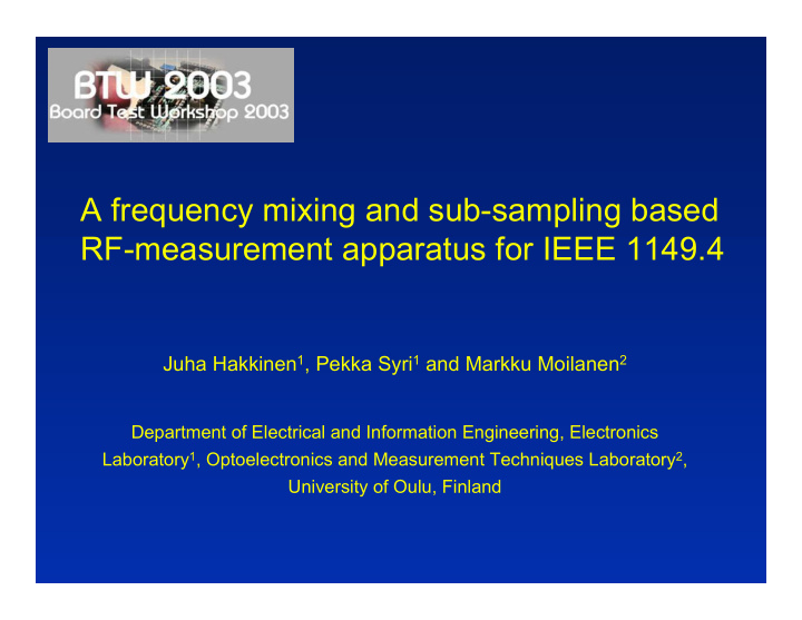 a frequency mixing and sub sampling based rf measurement