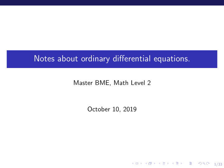 notes about ordinary differential equations