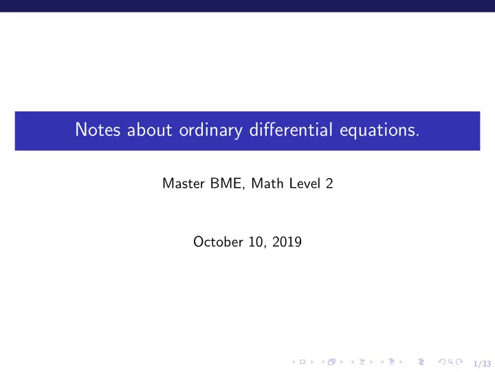 notes about ordinary differential equations