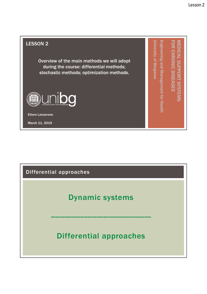 dynamic systems differential approaches