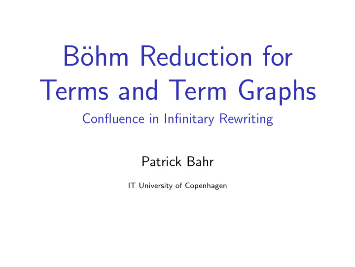 b ohm reduction for terms and term graphs