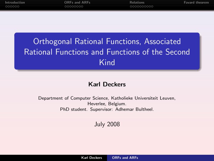 orthogonal rational functions associated rational