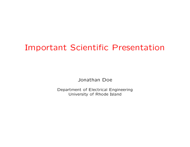 important scientific presentation