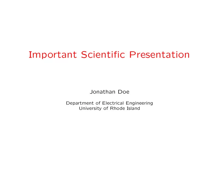 important scientific presentation