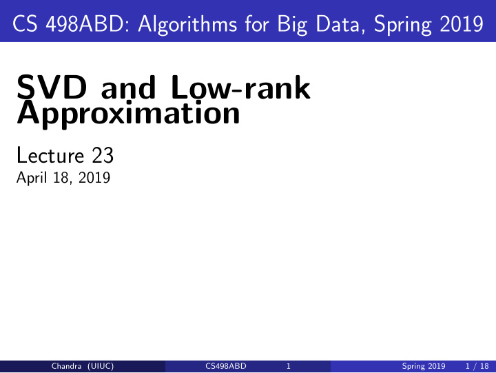 svd and low rank approximation