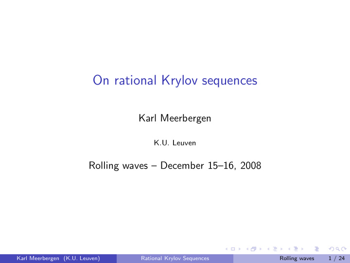 on rational krylov sequences