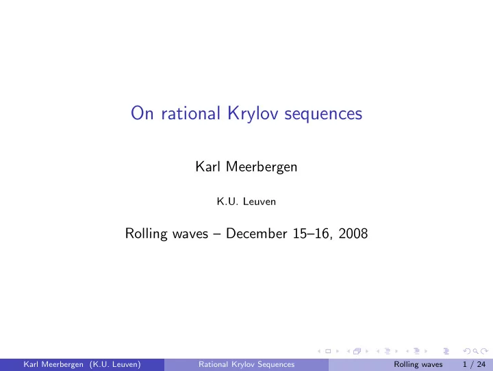 on rational krylov sequences
