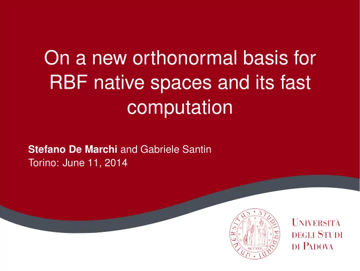 on a new orthonormal basis for rbf native spaces and its