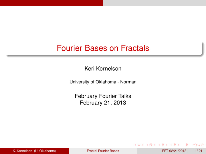 fourier bases on fractals