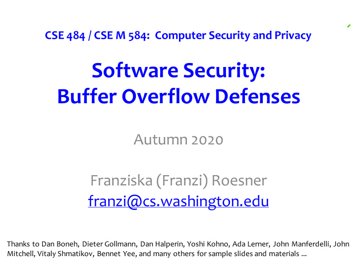 software security buffer overflow defenses