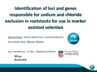 Identification of loci and genes  responsible for sodium and chloride  exclusion in rootstocks for
