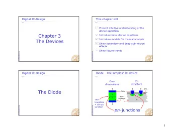Chapter 3  Introduce basic device equations  Introduce models for manual analysis  The Devices