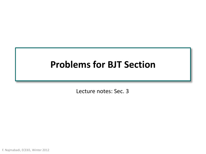 problems for bjt section