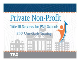 PNP User Guide  PNP User Guide Training  aining  Objectives  AGENDA  Networking Breakfast