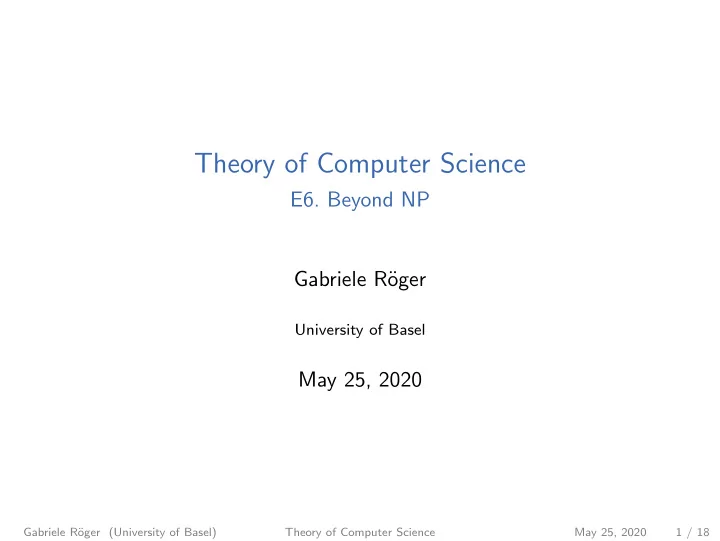 theory of computer science