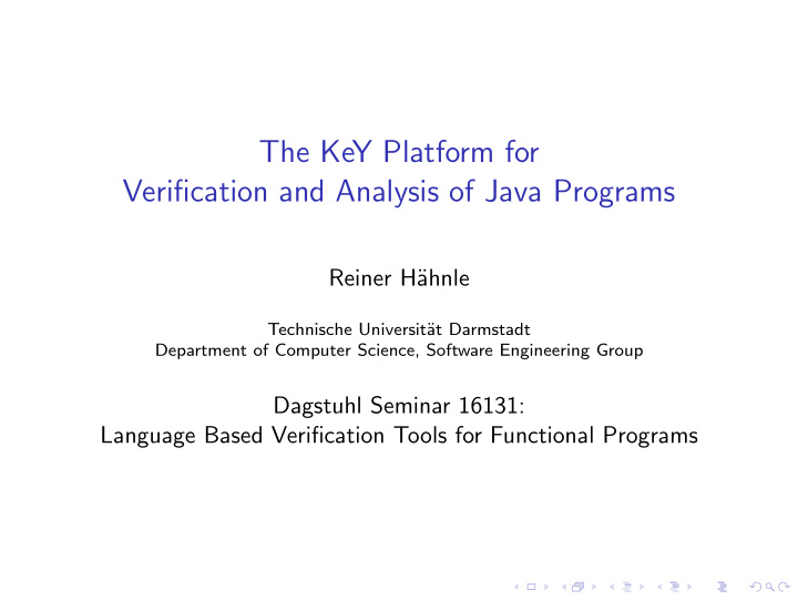 the key platform for verification and analysis of java