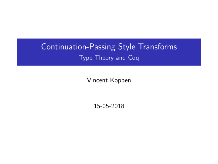 continuation passing style transforms