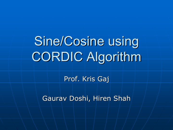 sine cosine using sine cosine using cordic algorithm