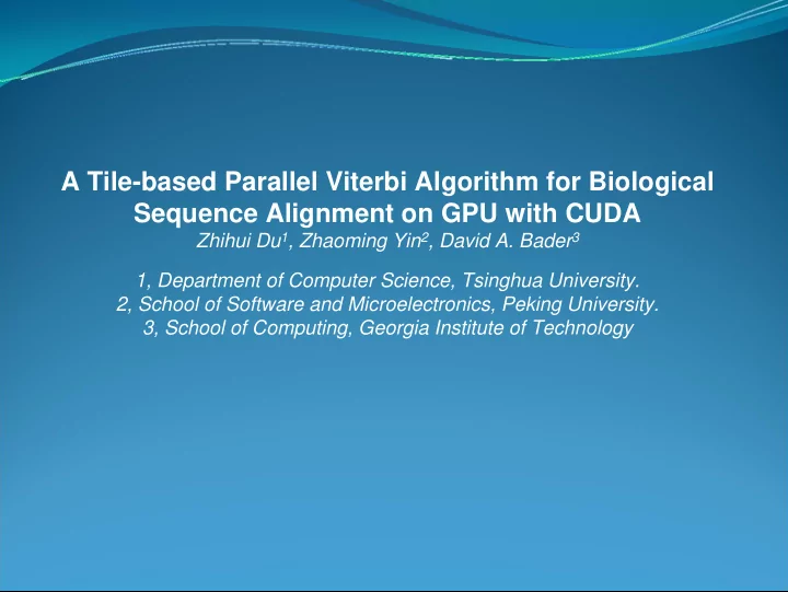 a tile based parallel viterbi algorithm for biological