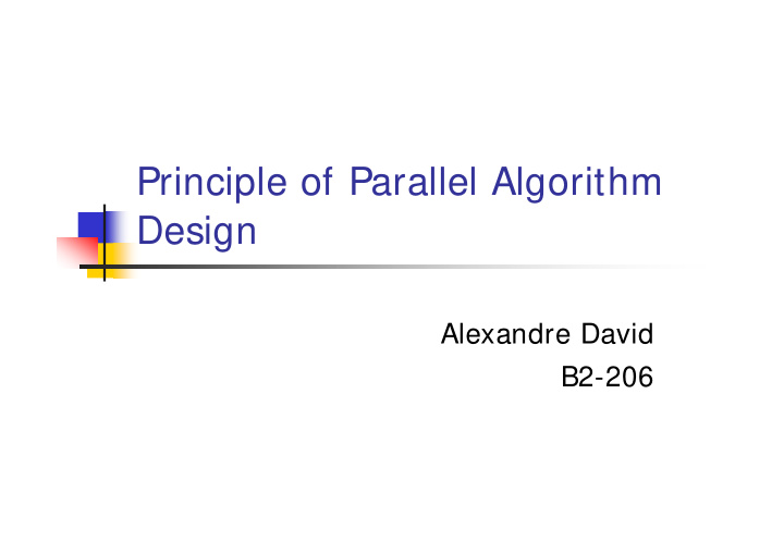 principle of parallel algorithm design