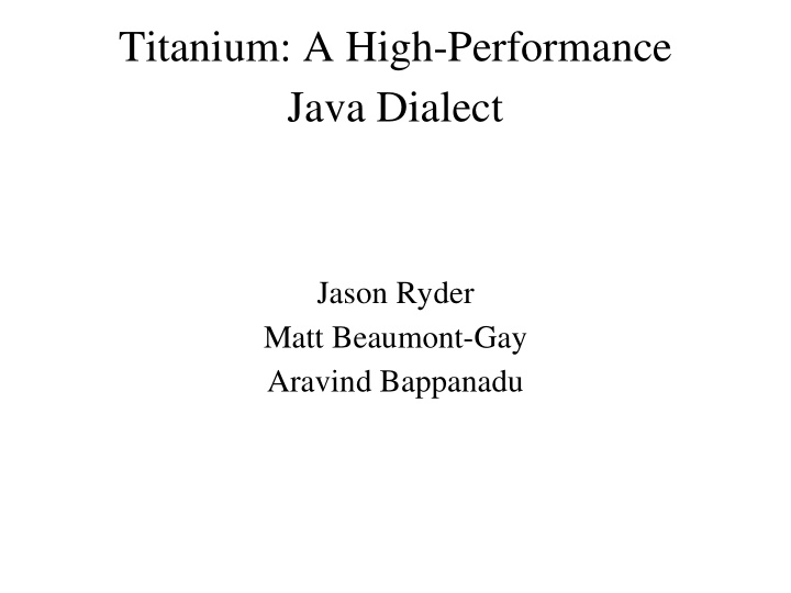 titanium a high performance java dialect